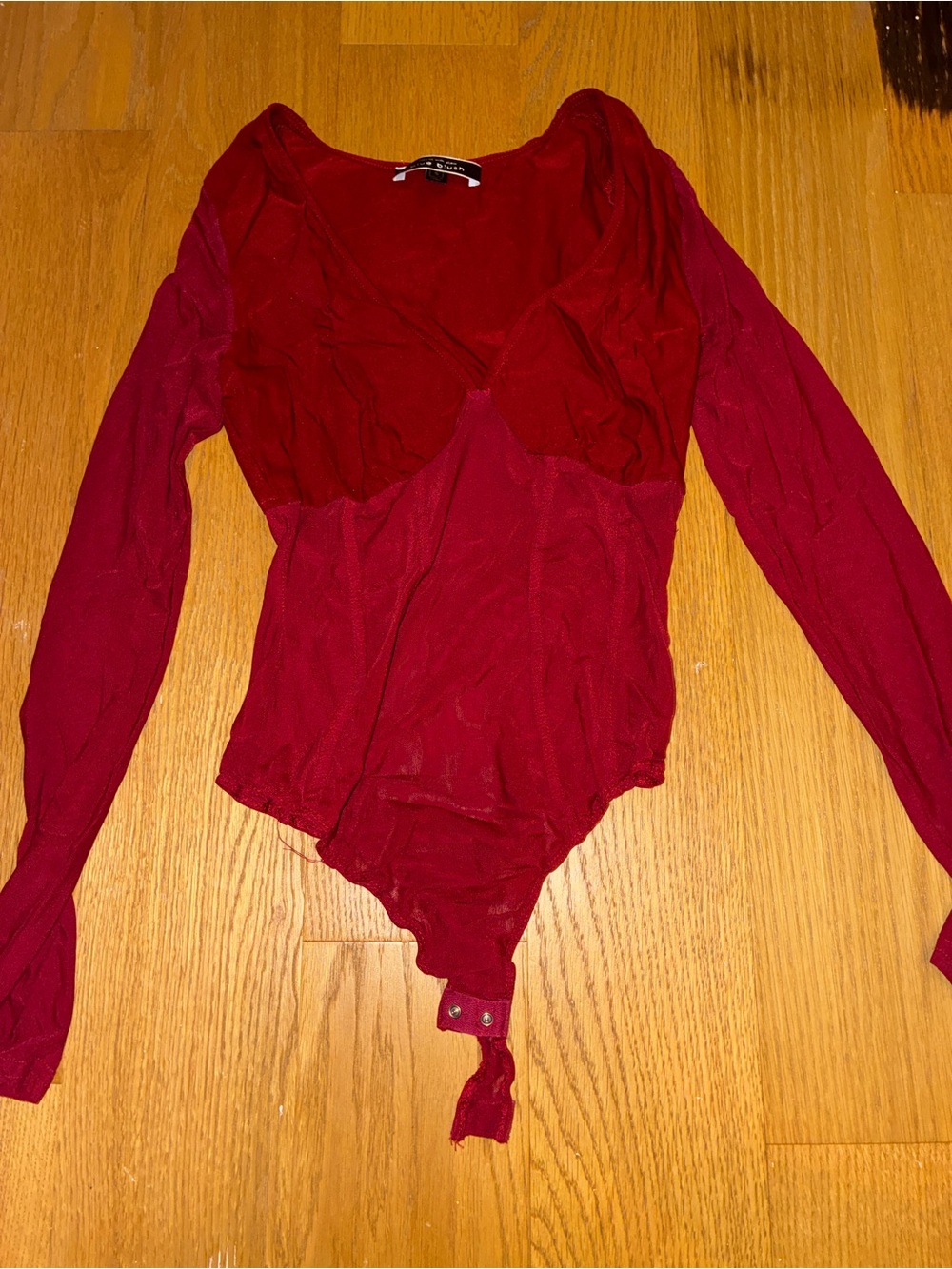 Blue Blush Burgundy Mesh Bodysuit Womens Small
